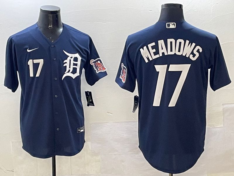 Men Detroit Tigers #17 Meadows Drak Blue Game 2025 Nike MLB Jersey style 3